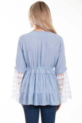 Scully WEDGEWOOD BLUE DREAM CATCHER BLOUSE - Scully Leather - Flyclothing LLC