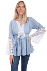 Scully WEDGEWOOD BLUE DREAM CATCHER BLOUSE - Scully Leather