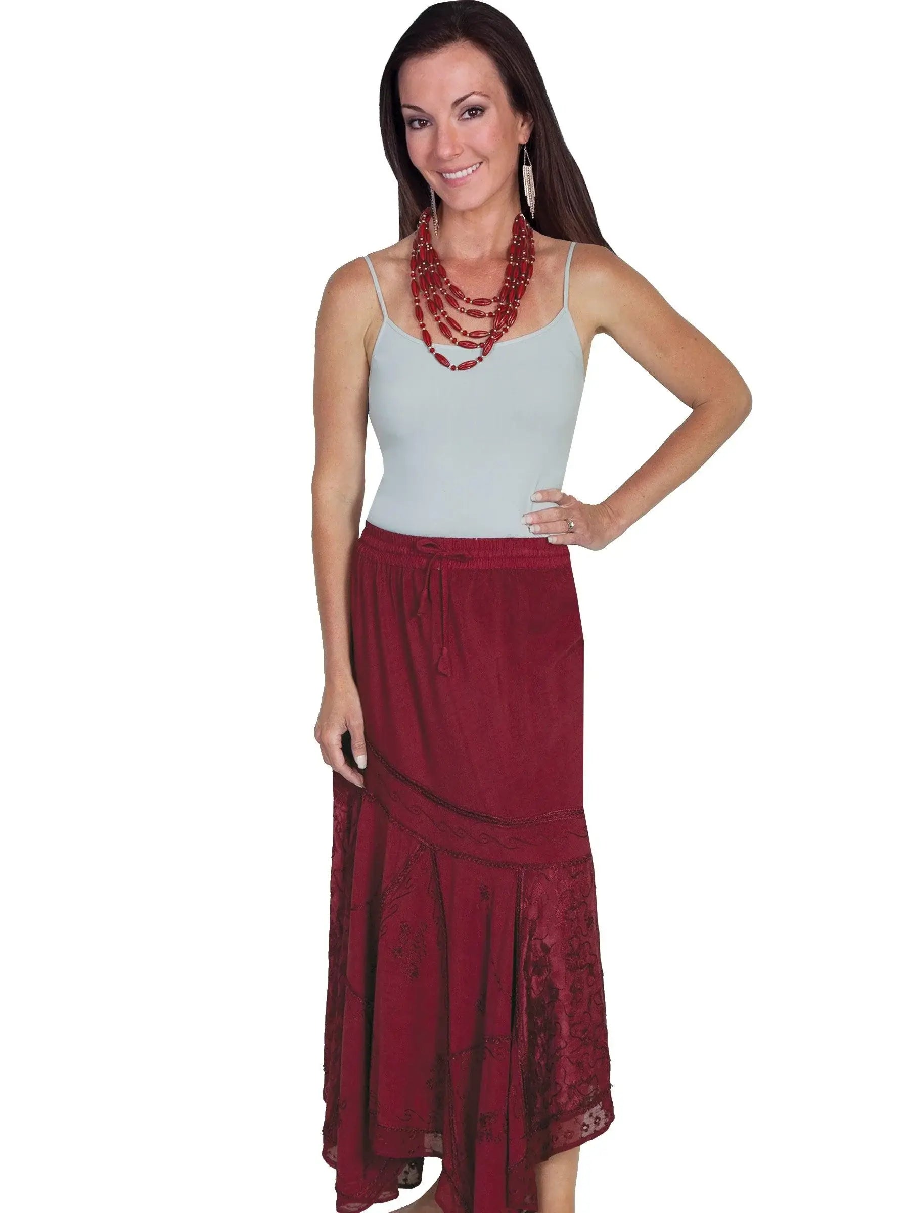 Honey Creek Burgundy Rayon Skirt - Scully Leather - Flyclothing LLC