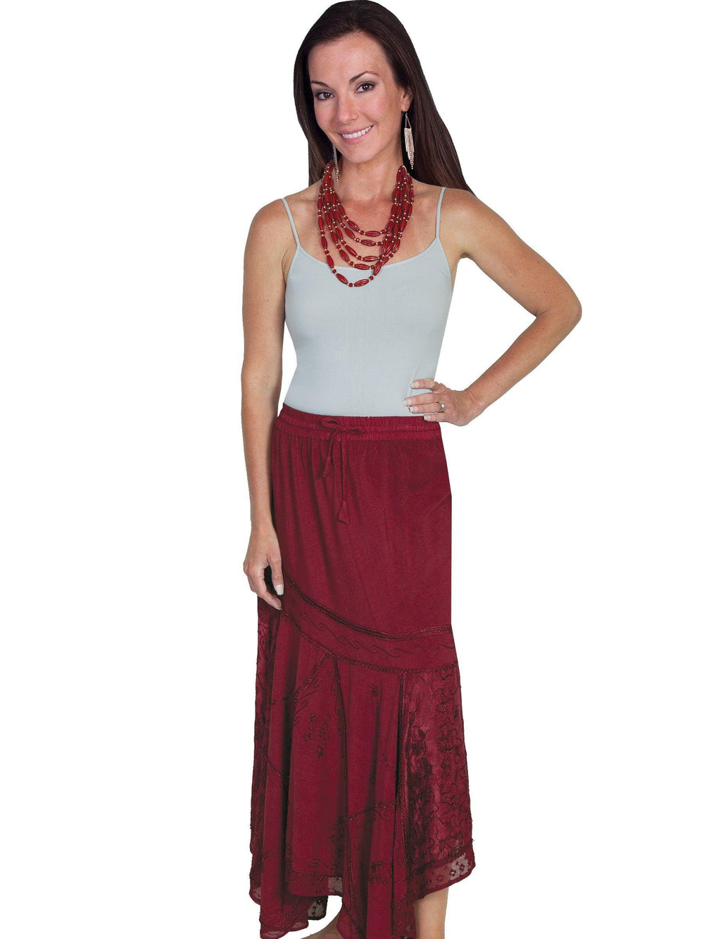 Honey Creek Burgundy Rayon Skirt - Scully Leather