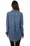 Scully DENIM FRINGE BUTTON DOWN BLOUSE - Scully Leather - Flyclothing LLC