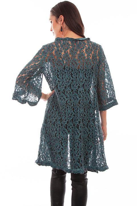 Scully DARK CYAN FLORAL LACE CARDIGAN - Scully Leather
