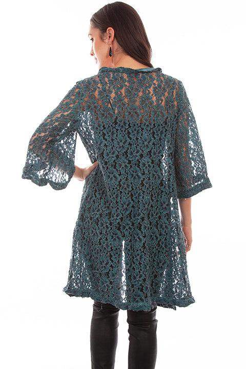 Scully DARK CYAN FLORAL LACE CARDIGAN - Scully Leather - Flyclothing LLC