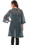 Scully DARK CYAN FLORAL LACE CARDIGAN - Scully Leather - Flyclothing LLC