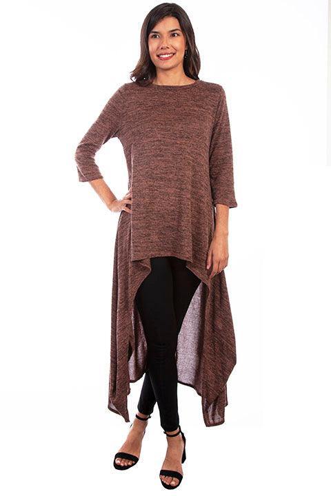 Scully MOCHA HI/LO DRAPE PULL OVER TOP - Scully Leather