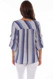 Scully BLUE TIE FRONT TOP W/PUFF PRINT - Scully Leather - Flyclothing LLC