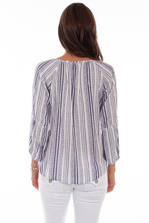 Scully NAVY 3/4 SLEEVE PEASANT TOP - Flyclothing LLC