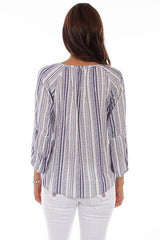 Scully NAVY 3/4 SLEEVE PEASANT TOP - Scully Leather - Flyclothing LLC