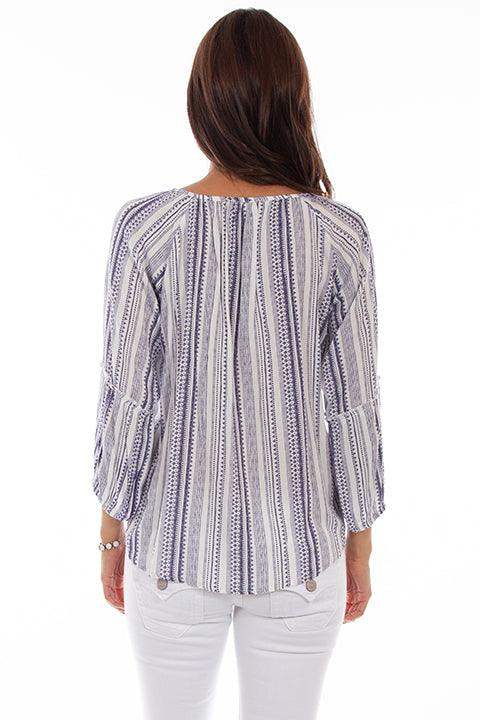 Scully NAVY 3/4 SLEEVE PEASANT TOP - Scully Leather - Flyclothing LLC