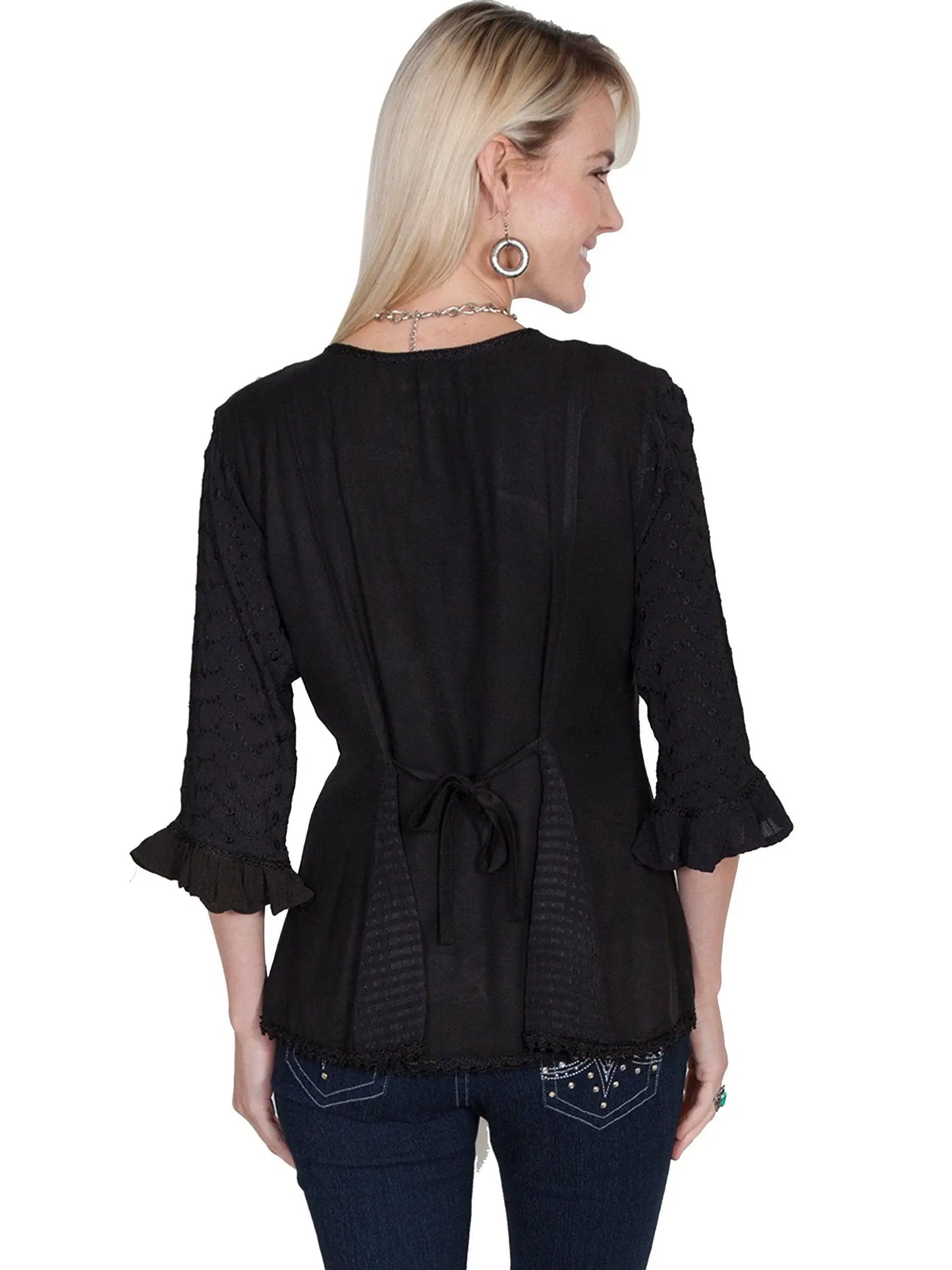 Scully BLACK RAYON 3/4 SLEEVE BLOUSE - Scully Leather - Flyclothing LLC
