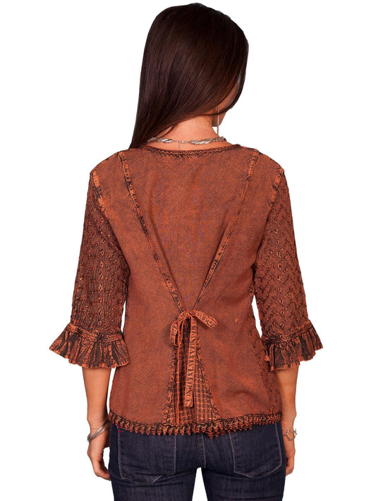 Scully COPPER RAYON 3/4 SLEEVE BLOUSE - Scully Leather