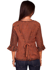 Scully COPPER RAYON 3/4 SLEEVE BLOUSE - Scully Leather