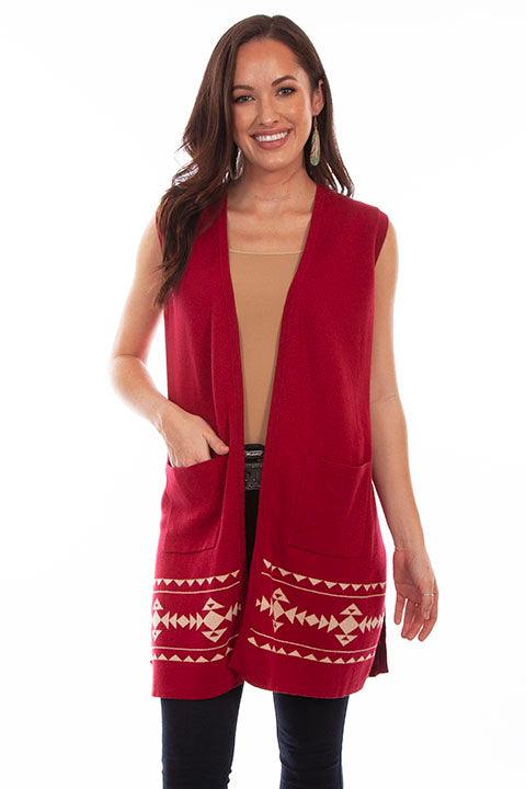 Scully RED-TAUPE INDIAN HEADDRESS SWEATER DUSTER - Flyclothing LLC