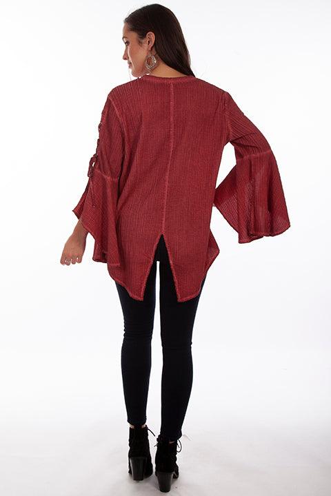 Scully RED TUNIC W/LACE UP SLEEVES - Flyclothing LLC