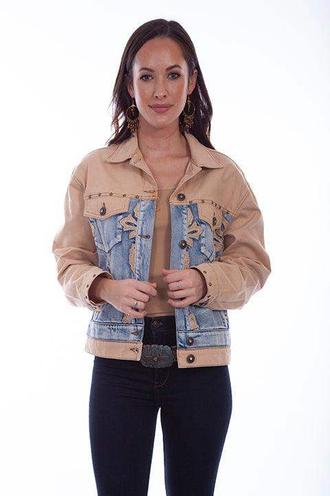 Scully Leather Tan Color Block Jkt Den/Tan W/Studs - Scully Leather - Flyclothing LLC