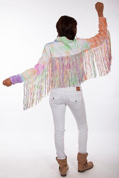 Scully SHERBET TIE DYE JACKET W/FRINGE - Scully Leather
