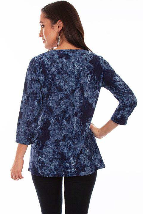 Scully NAVY CRISS CROSS TIE NECK HI/LO BLOUSE - Scully Leather - Flyclothing LLC