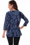 Scully NAVY CRISS CROSS TIE NECK HI/LO BLOUSE - Scully Leather