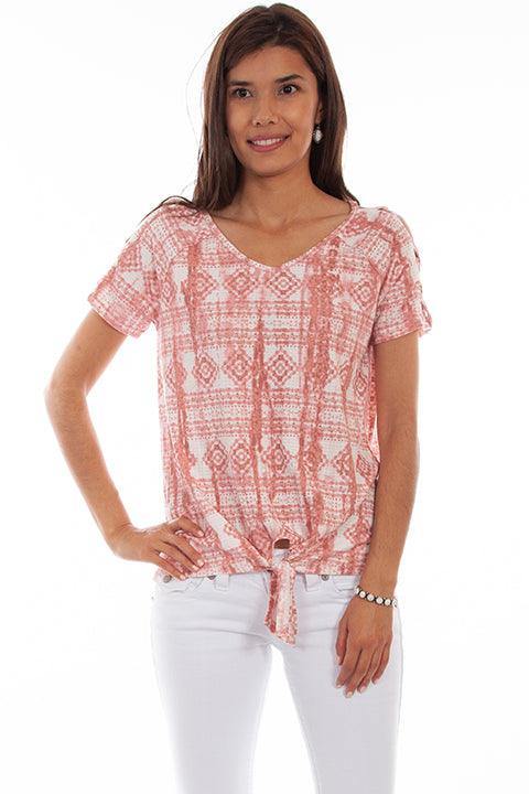 Scully ROSE LATTICE SLEEVE TIE FRONT TOP - Scully Leather