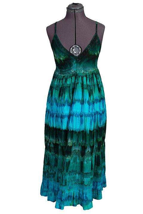 Scully TURQUOISE TIE DYE SPAGHETTI STRAP DRESS(TRIANGLE - Scully Leather - Flyclothing LLC