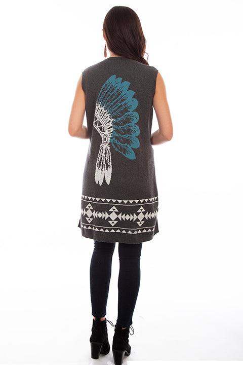 Scully CHARCOAL INDIAN HEADDRESS DUSTER - Scully Leather - Flyclothing LLC