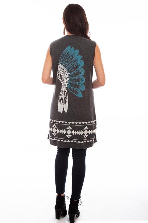 Scully CHARCOAL INDIAN HEADDRESS DUSTER - Flyclothing LLC
