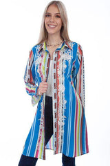 Scully Leather Multi Button Front Stripe Dress W/Embroidered - Scully Leather - Flyclothing LLC