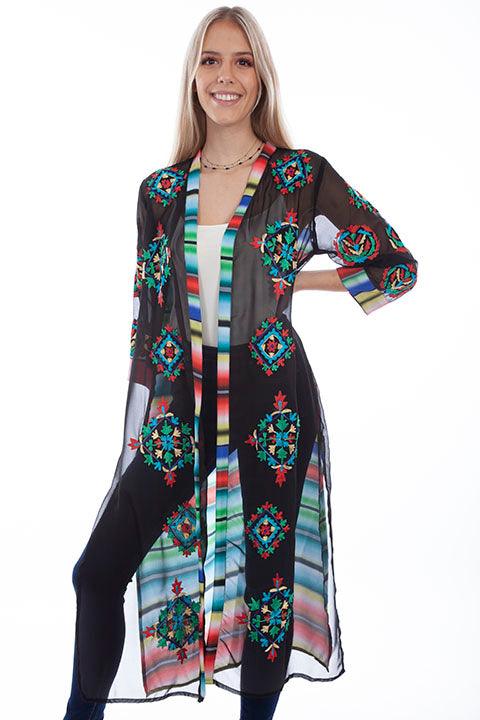 Scully BLACK EMBROIDERED DUSTER SERAPE BACK - Flyclothing LLC