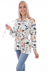 Scully Leather White Feathers/Arrows Blouse - Flyclothing LLC