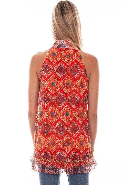 Scully Leather Coral Hi Neck Southwest Printed Lace Tunic - Scully Leather - Flyclothing LLC