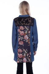 Scully Leather 50% Cotton 50% Rayon Denim Burn Out Back Tunic Shirt - Scully Leather - Flyclothing LLC