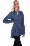Scully Leather 50% Cotton 50% Rayon Denim Burn Out Back Tunic Shirt - Scully Leather - Flyclothing LLC