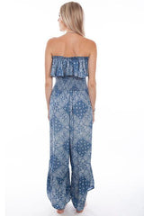 Scully Leather Light Blue Paisley Print Jumpsuit Ruffle Top - Scully Leather