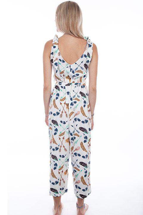 Scully Leather White Gaucho Length Jumpsuit Feathers Arro - Scully Leather - Flyclothing LLC