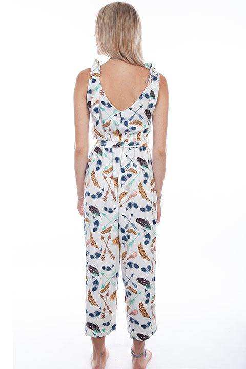 Scully Leather White Gaucho Length Jumpsuit Feathers Arro - Scully Leather - Flyclothing LLC