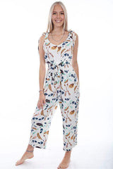 Scully Leather White Gaucho Length Jumpsuit Feathers Arro - Scully Leather - Flyclothing LLC