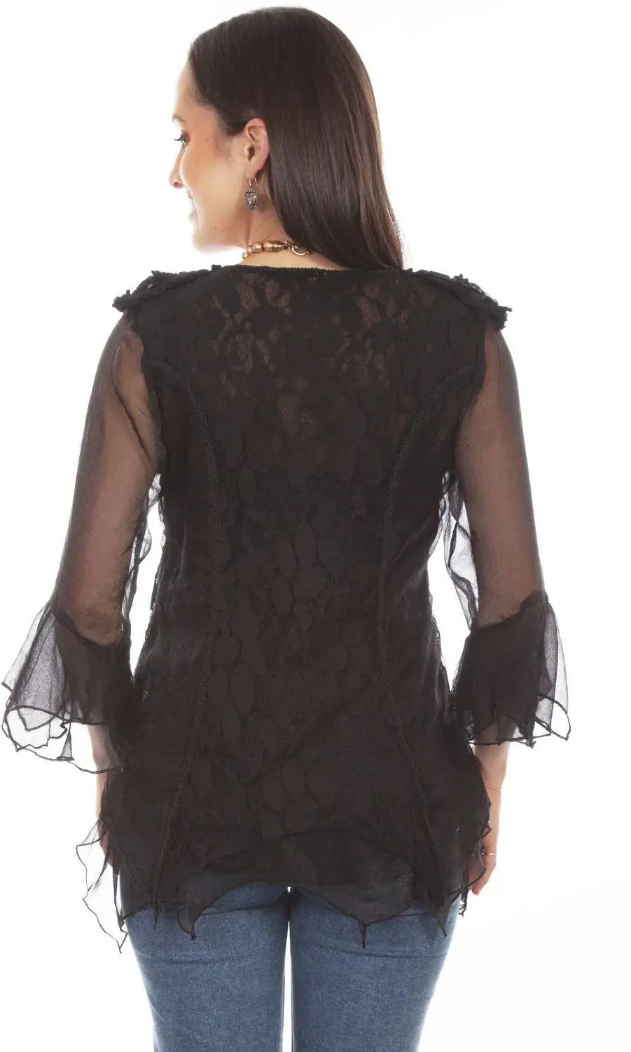 Honey Creek Black Crochet Lace Top - Scully Leather - Flyclothing LLC