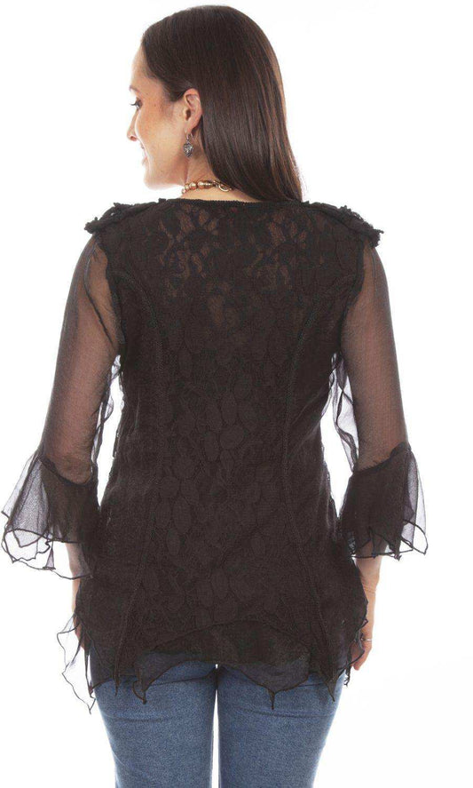 Honey Creek Black Crochet Lace Top - Scully Leather - Flyclothing LLC