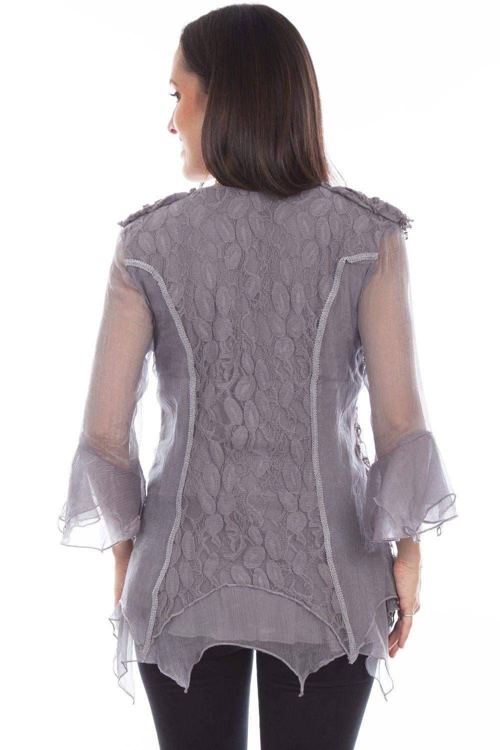 Honey Creek Gray Crochet Lace Top - Scully Leather - Flyclothing LLC