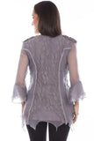 Honey Creek Gray Crochet Lace Top - Scully Leather - Flyclothing LLC