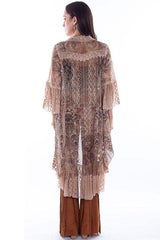 Scully Leather Taupe Printed Lace Cardigan W/Crochet Trim - Scully Leather - Flyclothing LLC