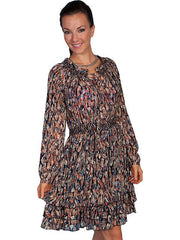 Scully BLACK FEATHER PRINT DRESS - Flyclothing LLC