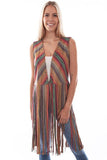Scully Leather Honey Creek Serape Microfiber Serape Print Fringe Vest - Scully Leather