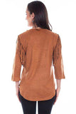 Scully Leather Honey Creek Brown Ultra Suede Fringe Pull Over Top - Scully Leather - Flyclothing LLC