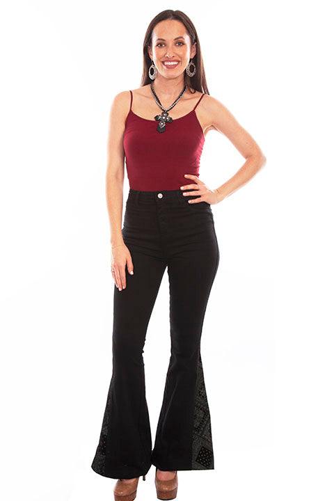 Scully Leather Honey Creek Black Bandana Print Bell Bottom Pants - Scully Leather
