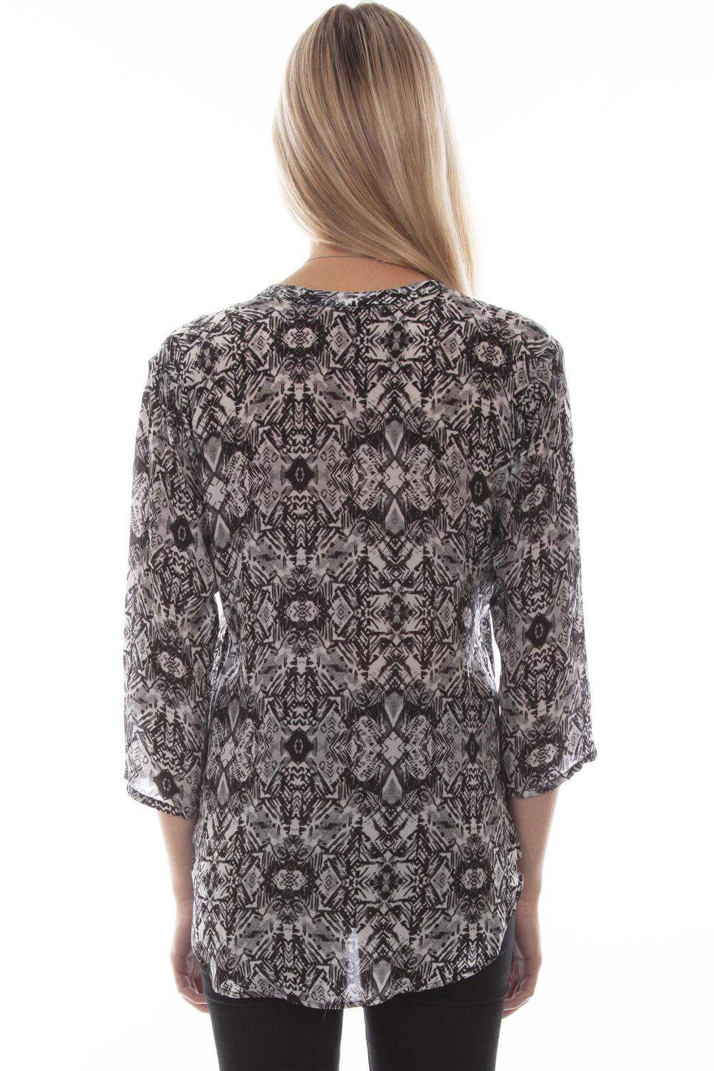 Honey Creek Black & White Blouse - Scully Leather - Flyclothing LLC