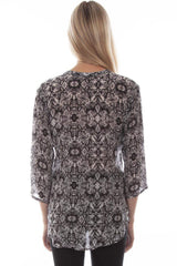 Honey Creek Black & White Blouse - Scully Leather - Flyclothing LLC