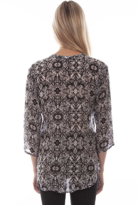 Honey Creek Black & White Blouse - Scully Leather - Flyclothing LLC