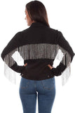 Scully Leather Black Denim Jacket W/Rhinestone Fringe Jacket - Scully Leather