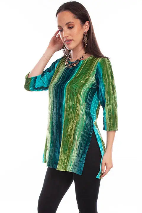 Scully Leather Honey Creek Teal Velvet Tunic - Scully Leather - Flyclothing LLC